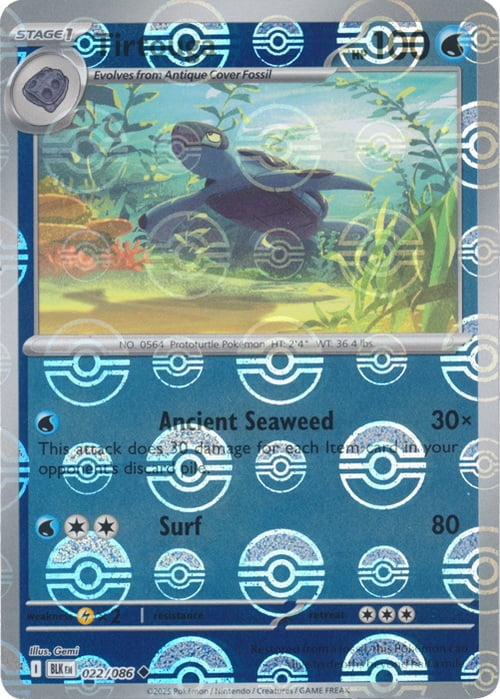 Black Bolt Tirtouga #22/86 Pokeball Holo